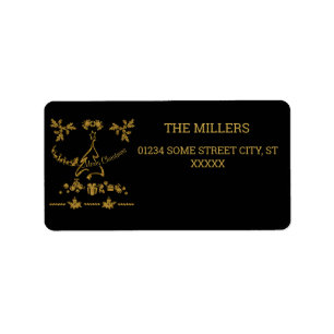 Etiqueta Purpurina de oro Feliz Navidad, Santa Claus