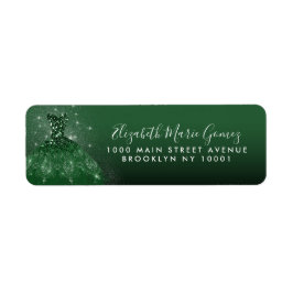 Etiqueta Purpurina Glam Emerald Green Silver Gown Quinceane