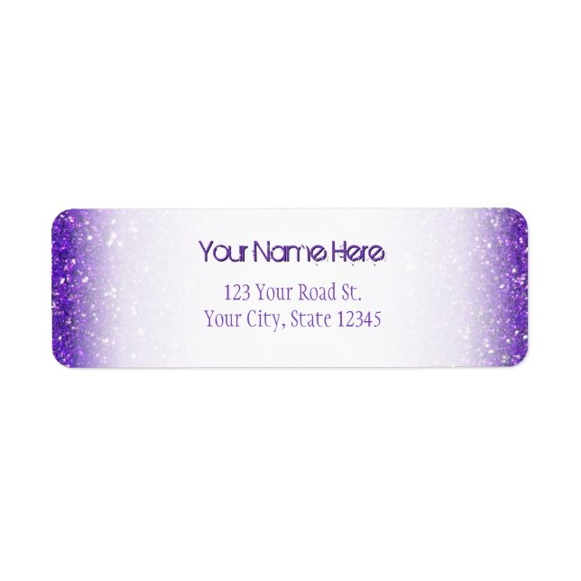 Etiqueta Purpurina Glitz de moda Purple Sparkling (Frente)