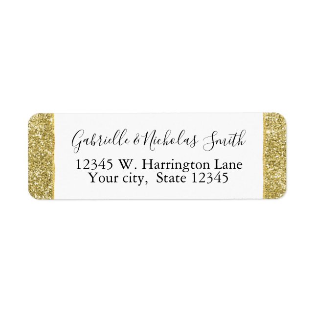 Etiqueta Purpurina Gold Glitzy Faux (Frente)