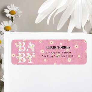 Etiqueta Purpurina Golden Daisy Rosa Glow Baby Shower