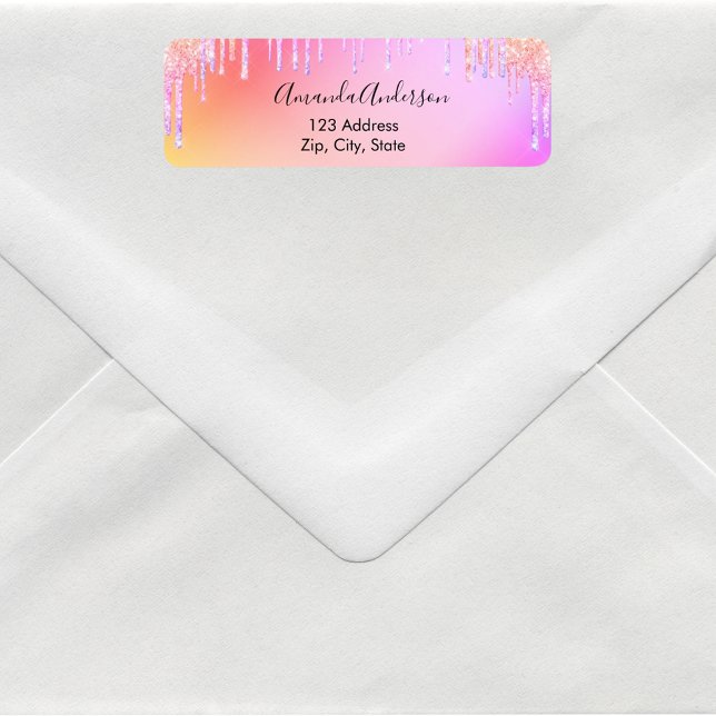 Etiqueta Purpurina holográfico gotea la dirección de retorn (Subido por el creador)