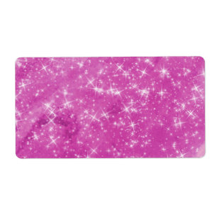 Etiqueta Purpurina magenta en blanco