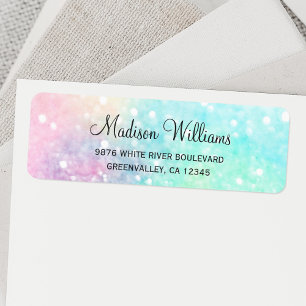 Etiqueta Purpurina Pastel Bokeh Patrón de colores alegres