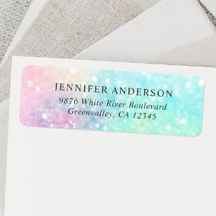 Etiqueta Purpurina Pastel Bokeh Patrón de colores alegres