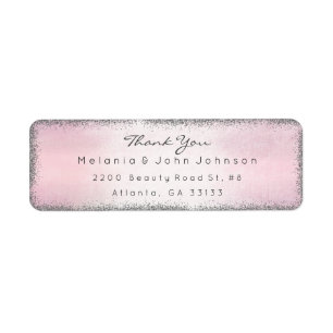 Etiqueta Purpurina Plata Rosa Gracias RSVP Delicate