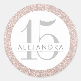 Etiqueta Purpurina rosa Rubor Quince Años Favor Pe