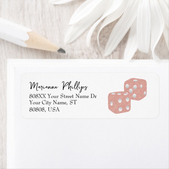 Etiqueta Purpurina rosado dice (In situ)