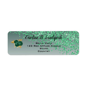 Etiqueta Purpurina Verde, Rosas Verdes Sweet 16