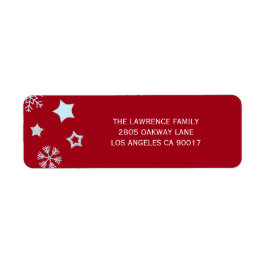 Etiqueta Purpurinas Stars Snowflakes Red Navidad Dirección