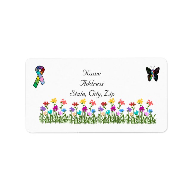 Etiqueta Puzzle pieces garden Address labels (Frente)