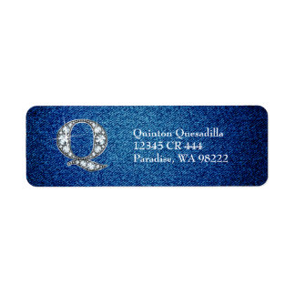 Etiqueta Q Faux Diamond on Denim Return Address Label