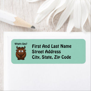 Etiqueta Qué es Gnu, divertida Personalizado de búfalos Ani