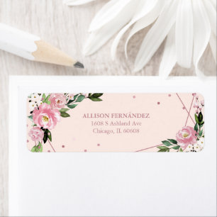 Etiqueta Quinceañera Floral Rosada