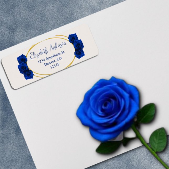 Etiqueta Quinceañera geométrica real azul y oro (Subido por el creador)