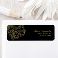 Quinceañera Mascarada Dorado Brillo Negro