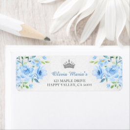 Etiqueta Quinceanera Silver Blue Flown