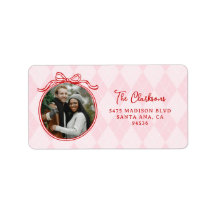 Quirky Rosa y Rojo Whimsical Bow Felices Fiestas