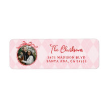 Quirky Rosa y Rojo Whimsical Bow Felices Fiestas