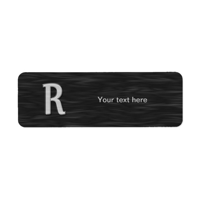 Etiqueta "R" biselada en blanco y negro (Frente)