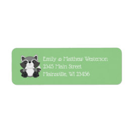 Etiqueta Raccoon Baby Shower Green