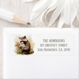 Etiqueta Raccoon de color de agua de verano - Dirección de 
