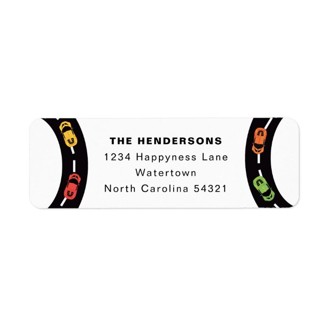 Etiqueta Race Track Boys 4º cumpleaños White (Frente)