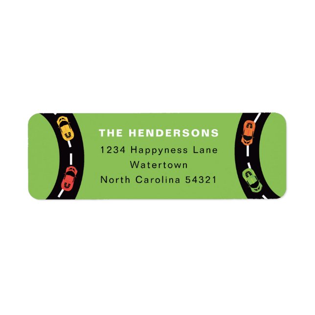 Etiqueta Race Track Boys 4Cumpleaños Green (Frente)