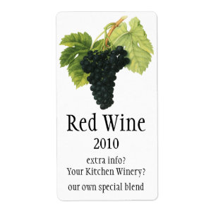 Etiqueta Racimo orgánico de la uva del vino rojo del
