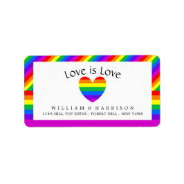 Etiqueta Rainbow Heart Love es Love Boda