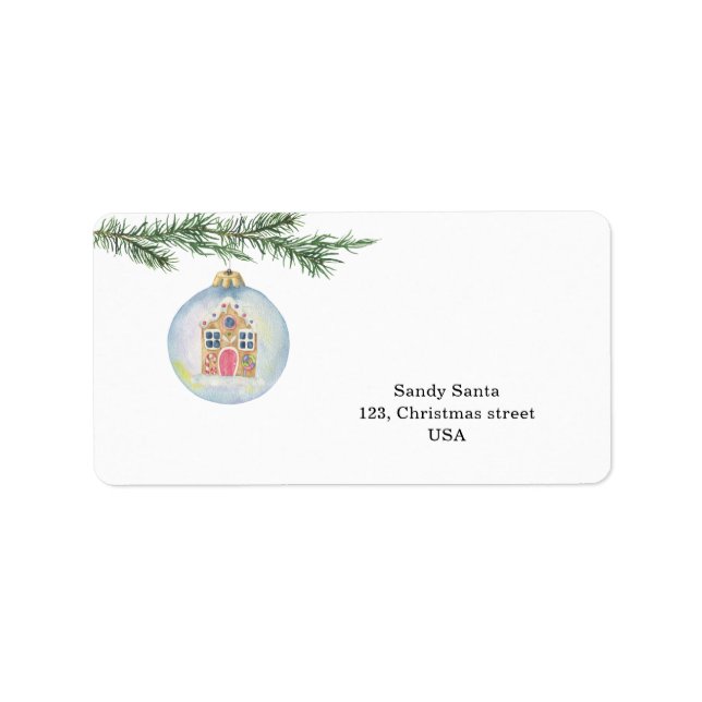 Etiqueta Rama de invierno con juguete (Frente)