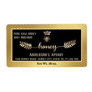 Etiqueta Rama de miel de la caligrafía de la cosecha de oro