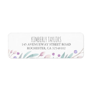 Etiqueta ramas acuarelas y bosques de bayas