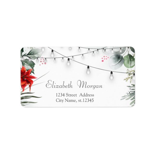 Etiqueta Ramas de árbol de pino,Poinsettia (Frente)