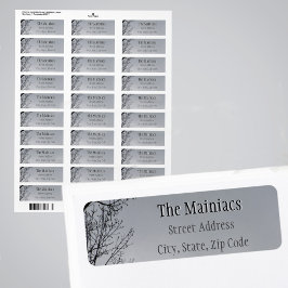 Etiqueta Ramas de árbol de silueta negra gris dirección de 