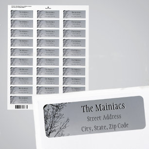 Etiqueta Ramas de árbol de silueta negra gris dirección de 