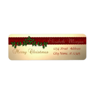 Etiqueta Ramas elegantes y con estilo de acebo de Navidad