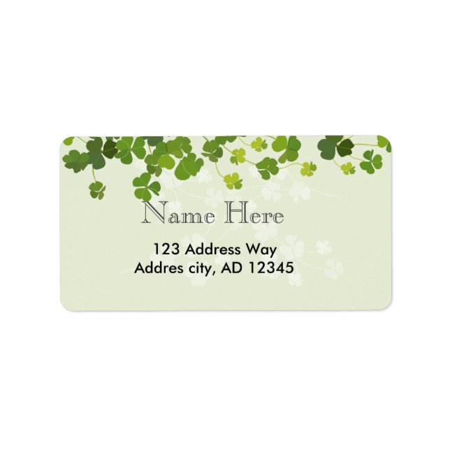 Etiqueta Ramo de Shamrock, día de san patrick (Frente)