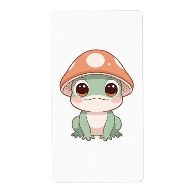 Etiqueta Rana Kawaii en Gorra de hongos (Frente)