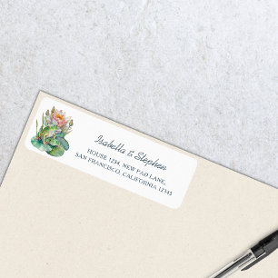 Etiqueta Ranas en Acuarela Lindas con Nombre Personalizado 