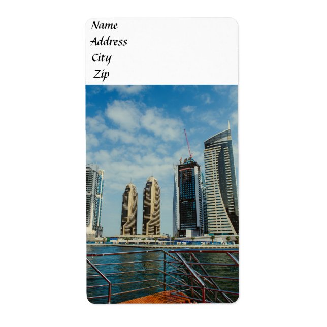 Etiqueta Rascacielos de Dubai Marina (Frente)