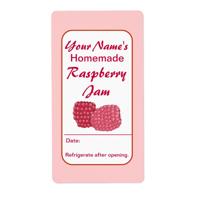 Etiqueta Raspberry Preserve Personalizado Jam Jar Labels (Frente)