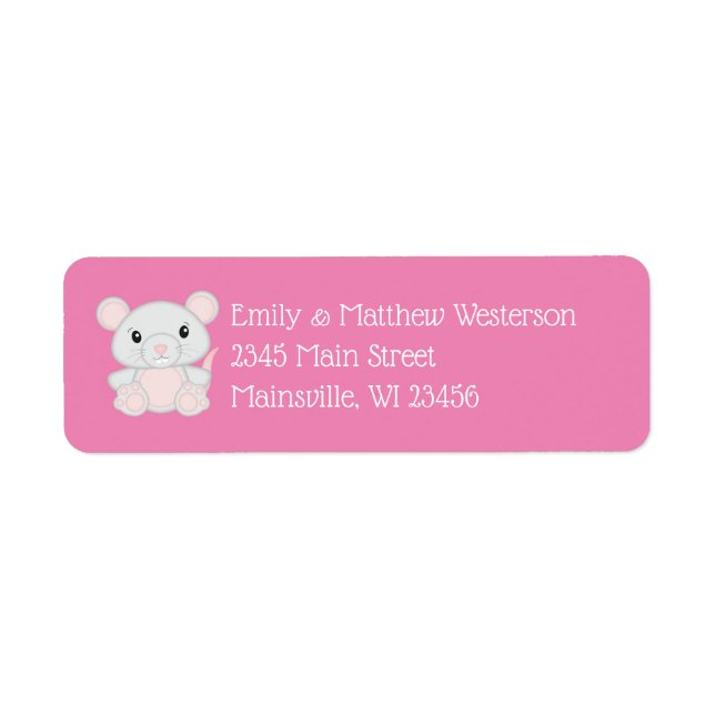 Etiqueta Ratón Baby Shower Pink (Frente)