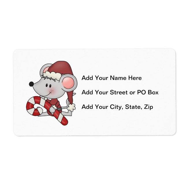 Etiqueta Ratón del navidad con el bastón de caramelo (Frente)