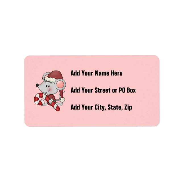 Etiqueta Ratón del navidad con el bastón de caramelo (Frente)