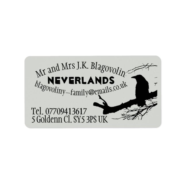 Etiqueta Raven en el árbol (Frente)