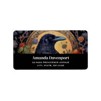 Raven negro con flores de diseño gótico