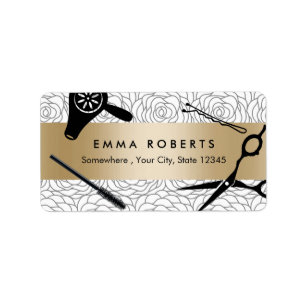 Etiqueta Raya del oro del estampado de flores del vintage