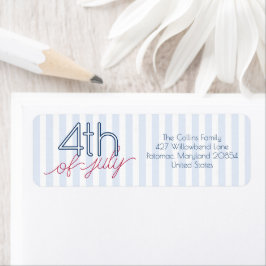 Etiqueta Rayas azules Guión rojo 4 de julio Fiesta de veran