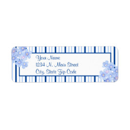 Etiqueta Rayas Azules Y Blancas Con Adorno Floral